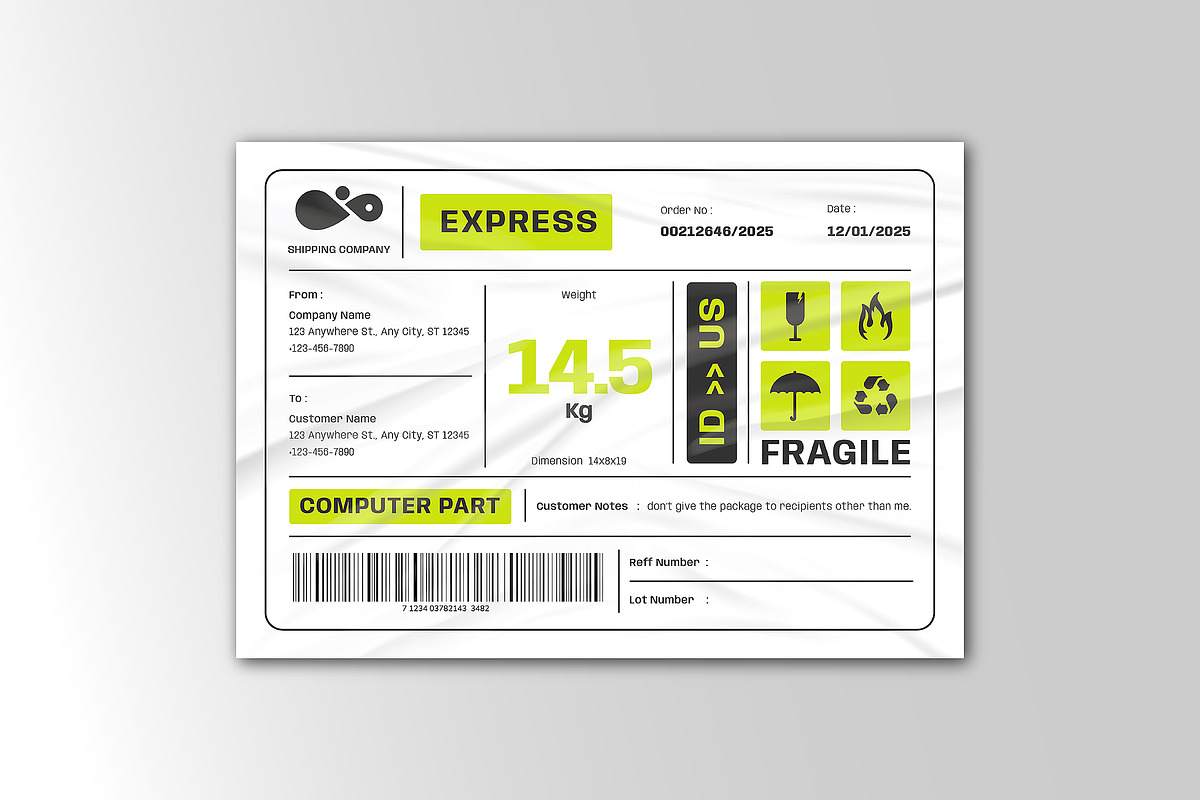 Shipping Fragile Barcode Sticker, a Print Template by Siska Arista (Photo 3 of 3)
