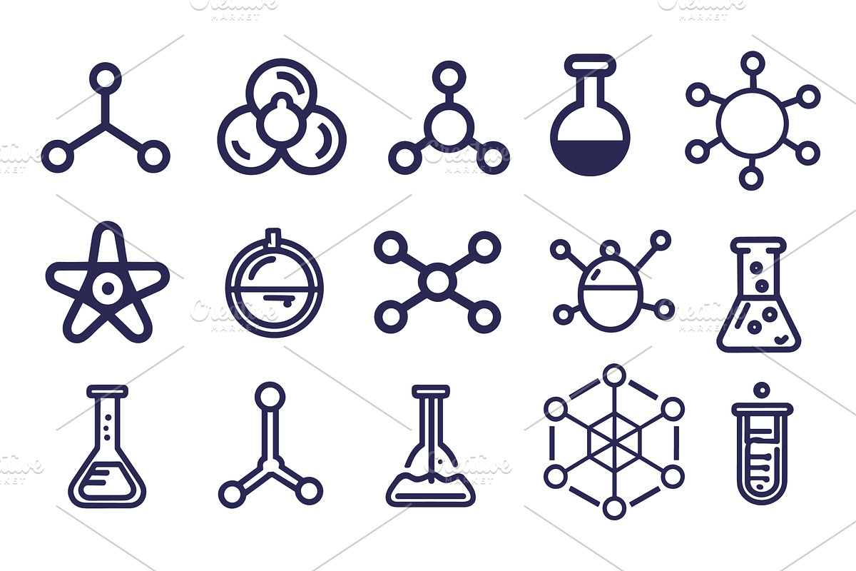Chemistry molecules icons, an Illustration by Stock-Smart-Start