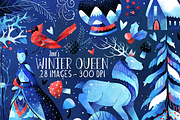 Watercolor Winter Queen Clipart, an Illustration by DigitalArtsi (Thumbnail 1 of 4)