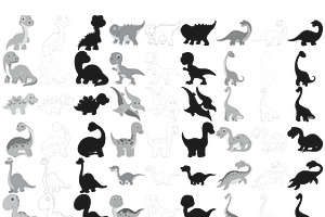 Dinosaur Outline Silhouette Set 4