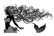Fantasy Flowing Hair Mermaid Bundle, an Illustration by jahid234 (Thumbnail 2 of 31)