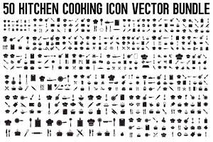 Kitchen Cooking Icon Vector Bundle, an Illustration by jahid234