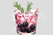 Blackberry Rosemary Cocktail, an Illustration by 1801Prints (Thumbnail 4 of 4)
