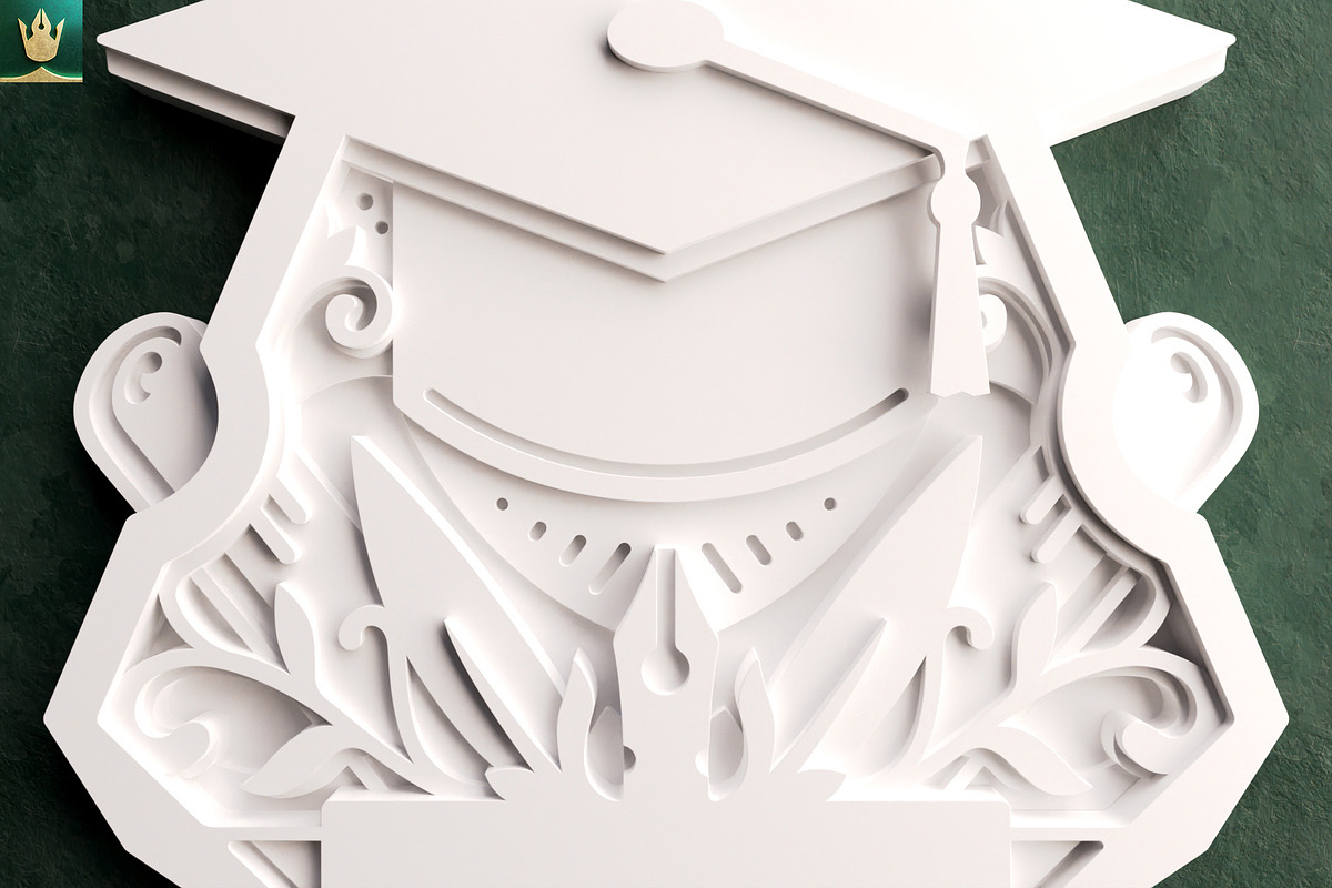 Graduation Cap Wall Art 3D Layered, an Object Illustration by pixaroma (Photo 7 of 8)