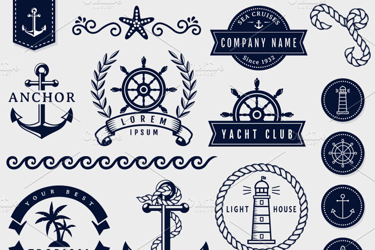Sea and nautical design elements., a Templates & Theme by JuliaMalinovskaya (Photo 3 of 3)