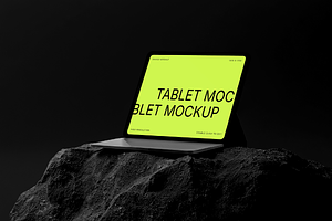 Tablet Mockup on Dark Stone