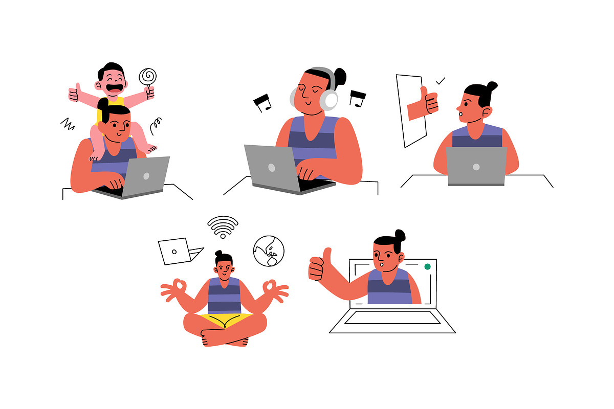 Remote Worker Man Vol 2, a Work Illustration by SLAB! Design (Photo 3 of 3)