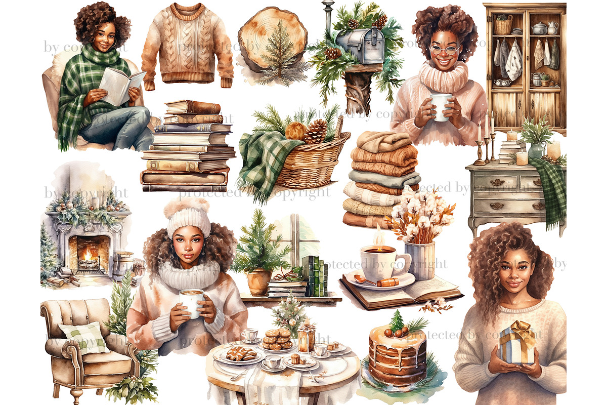 Cozy Winter Clipart, a Person Illustration by GlamArtZhanna (Photo 2 of 5)