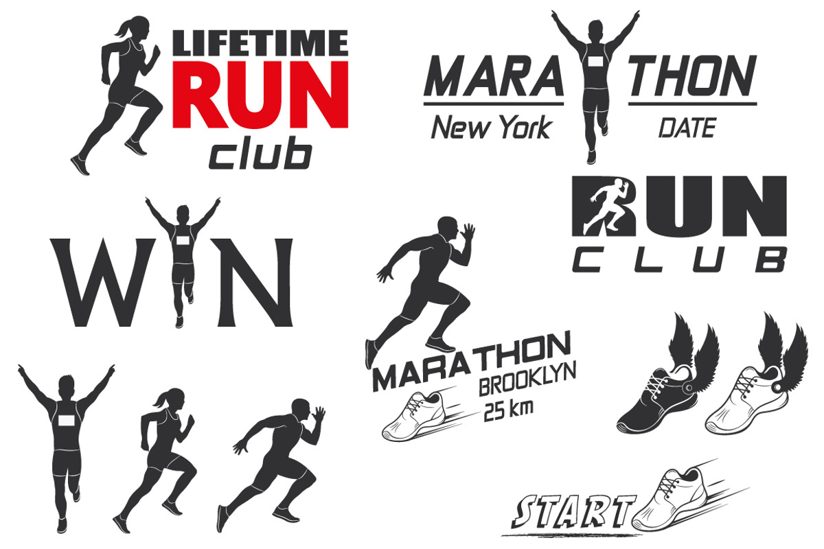 Set of vintage run club labels, a Graphic by Tomass2015