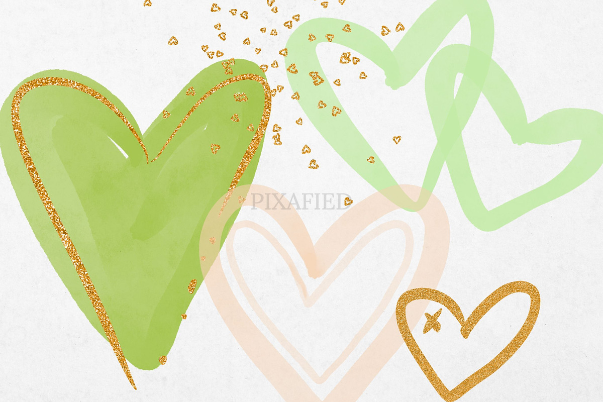 Green Watercolour Gold Glitter Heart, an Illustration by Pixafied (Photo 3 of 4)