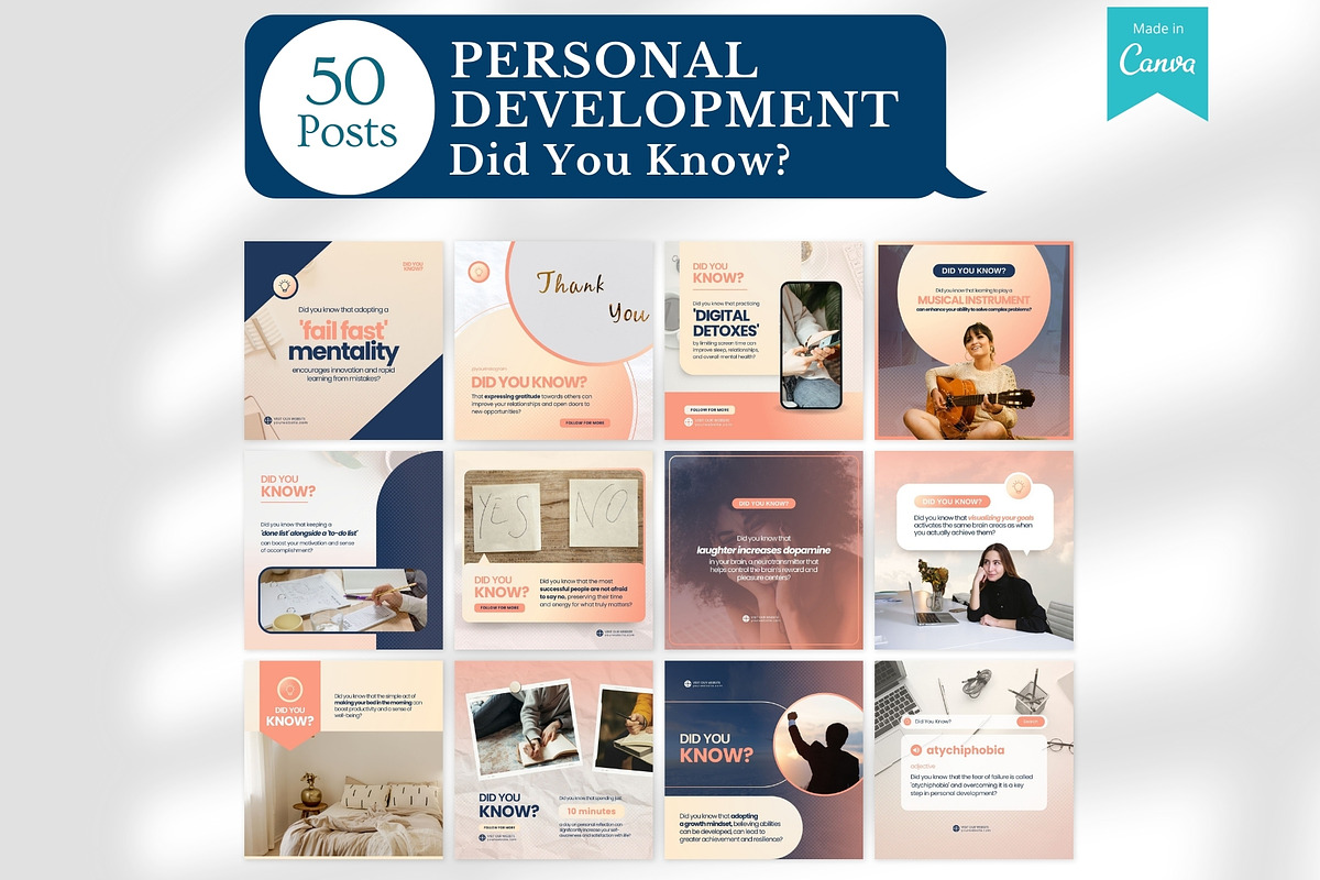 Personal Development Canva Templates, a Social Media Template by Viral Content Design (Photo 5 of 14)