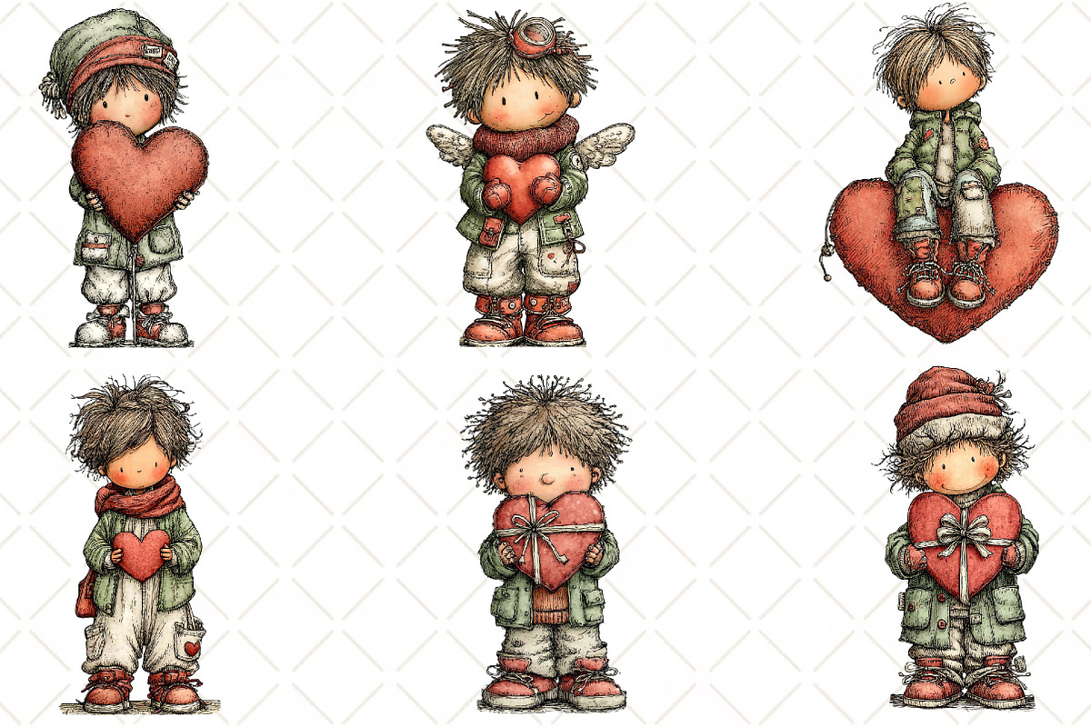 Quirky Valentine Boy Clipart, an Illustration by Black Bird Studio (Photo 4 of 6)