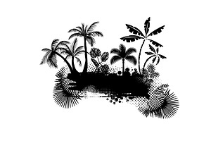 Abstract palm tree silhouette, an Illustration by Nenahliadava Design