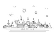 Thailand line art skyline, an Illustration by LisaKolbasa (Thumbnail 2 of 3)