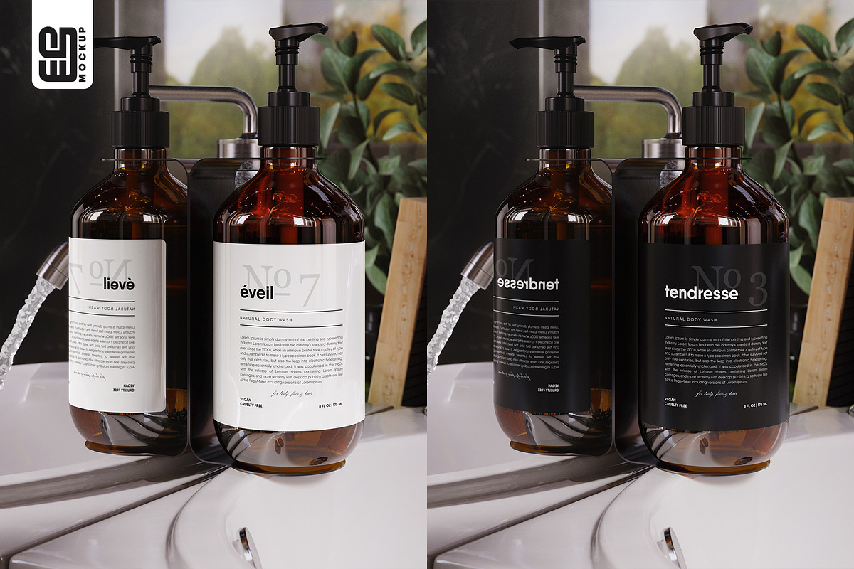 Amber Bottle with Dispenser Mockup, a Packaging Mockup by SD Mockup (Photo 3 of 4)