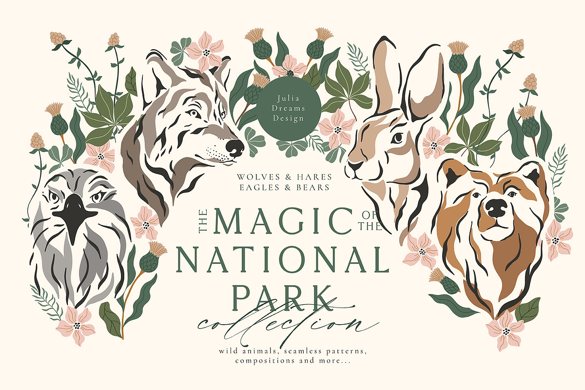 The Magic of the National Park, an Animal Illustration by Julia Dreams