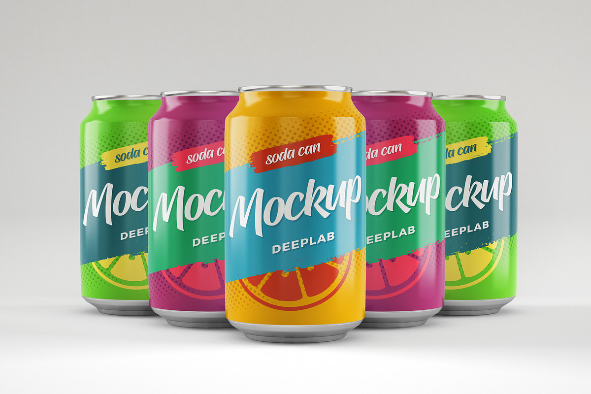 Soda Can Mockup Set, a Packaging Mockup by Deeplab (Photo 16 of 17)