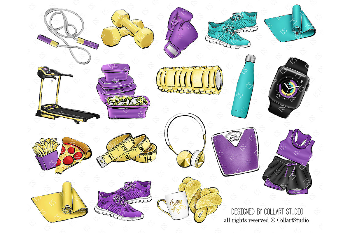 Fitness Planner Icons Clip Art, an Illustration by Collart Studio (Photo 3 of 4)