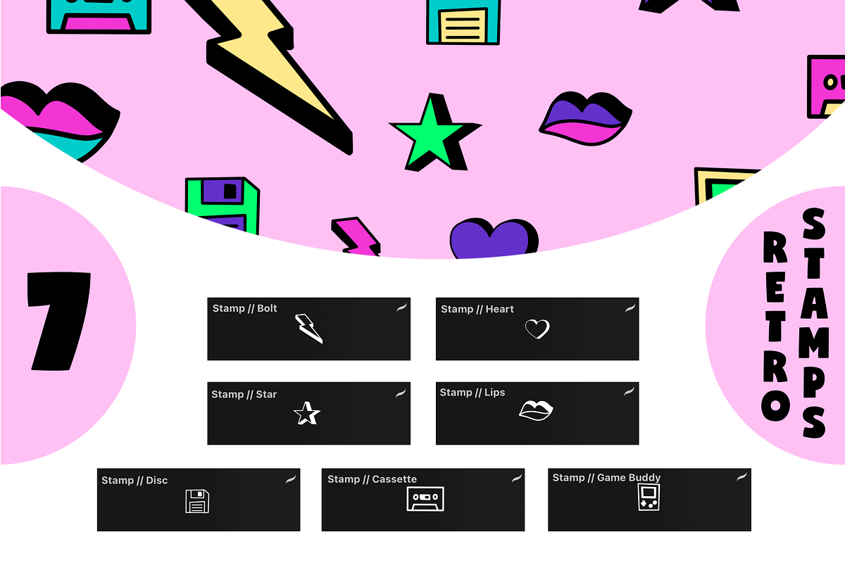 Procreate Kawaii Brushes Retro, a Brush Add-On by AnniaArt (Photo 5 of 7)