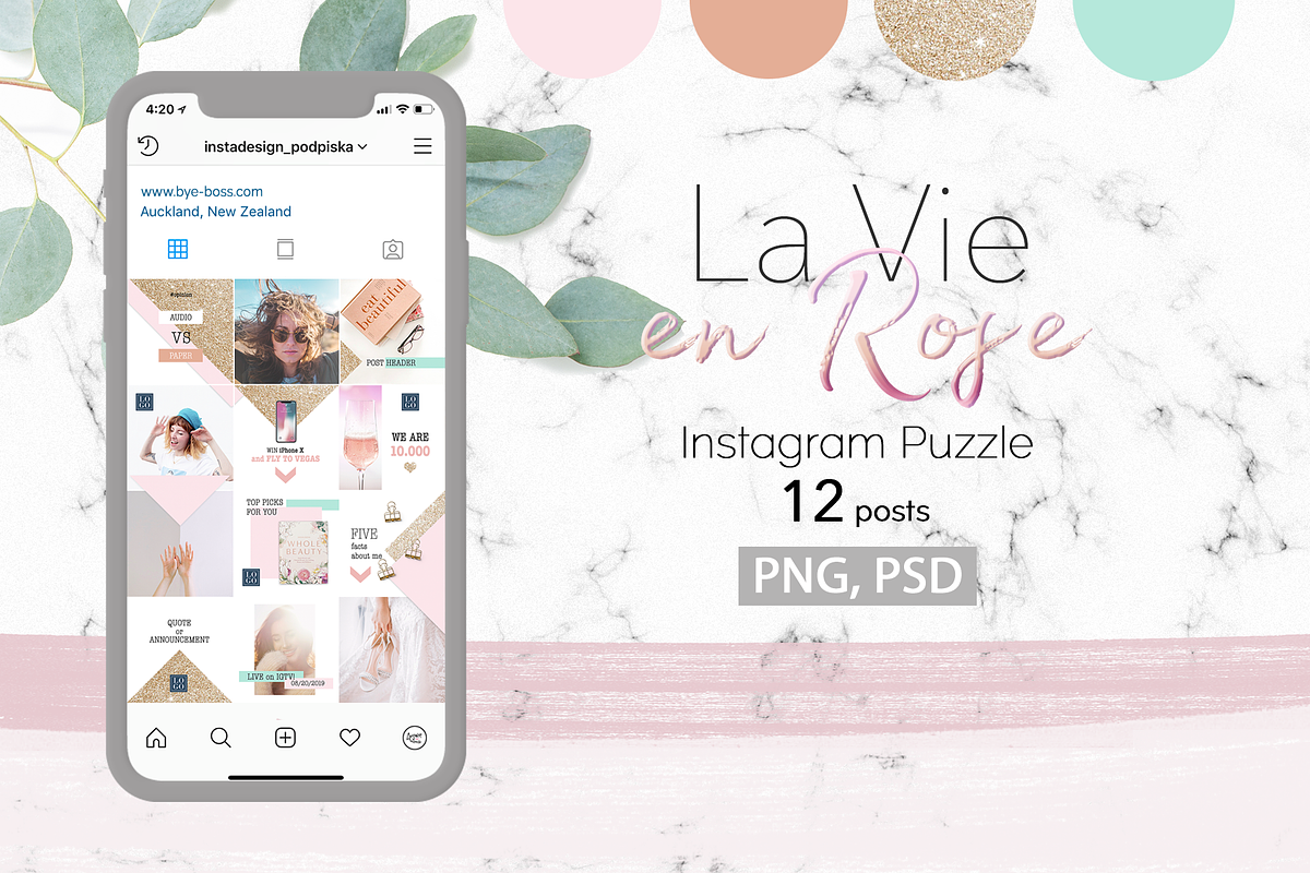 La Vie En Rose Instagram Puzzle feed, a Social Media Template by Instagram templates E.B. (Photo 1 of 4)