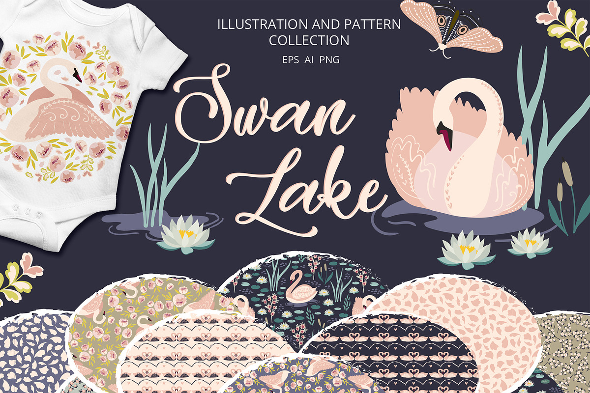 Swan lake pattern collection, an Animal Illustration by Cozy pattern shop (Photo 1 of 8)