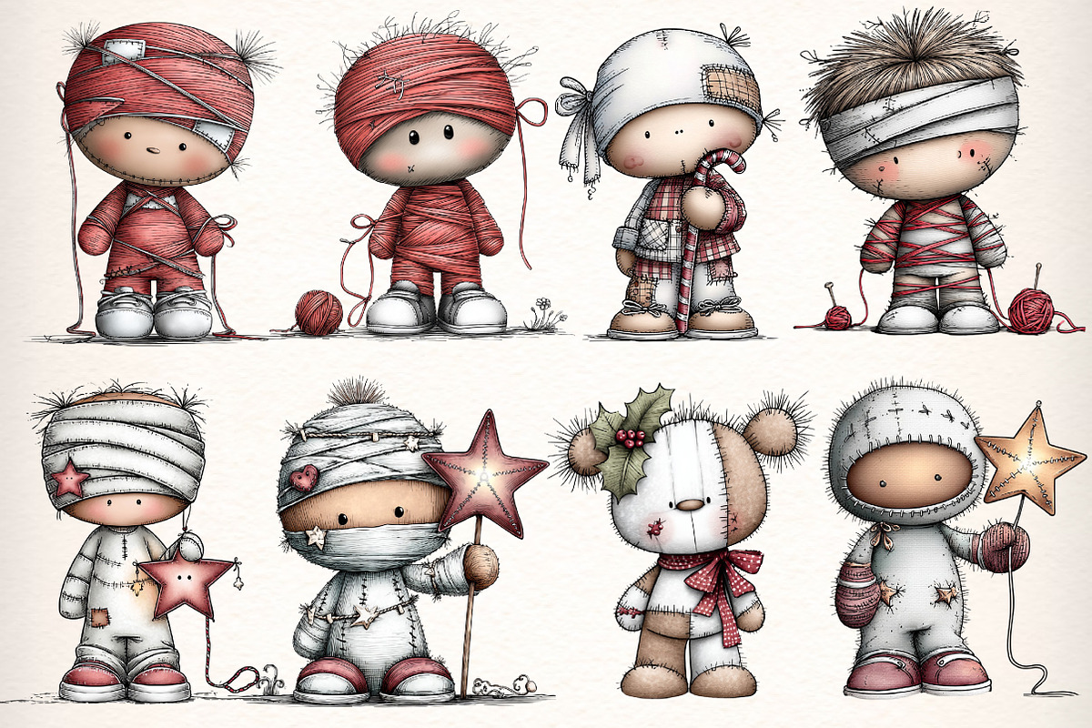 Whimsical Dolls Clipart Bundle, an Illustration by Dream Creation (Photo 6 of 7)