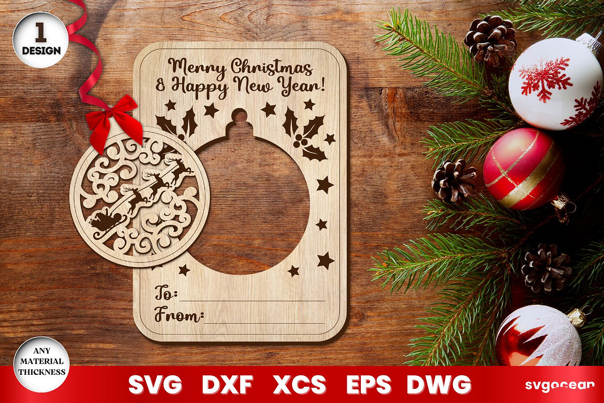 Christmas Greeting Cards Ornament, an Illustration by svgocean (Photo 6 of 7)