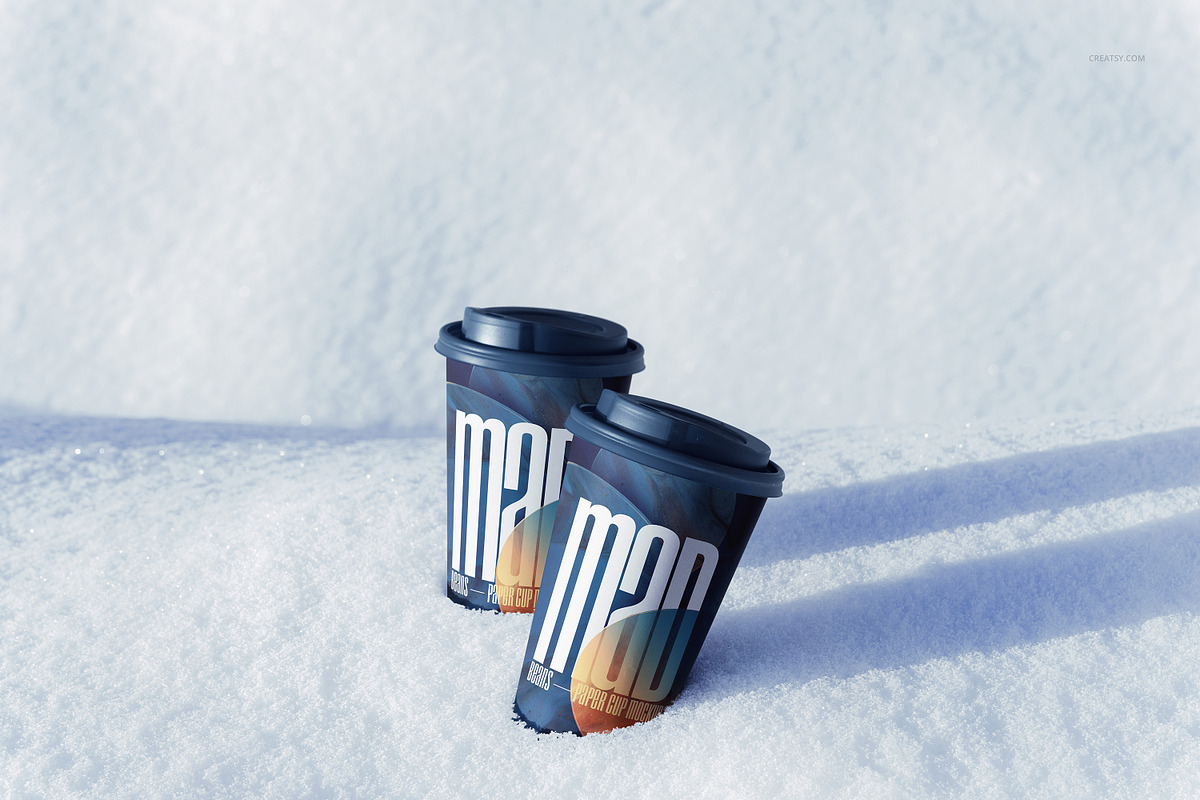 Winter Paper Cup Mockup Set v.5, a Cups & Container Mockup by creatsy5 (Photo 8 of 11)