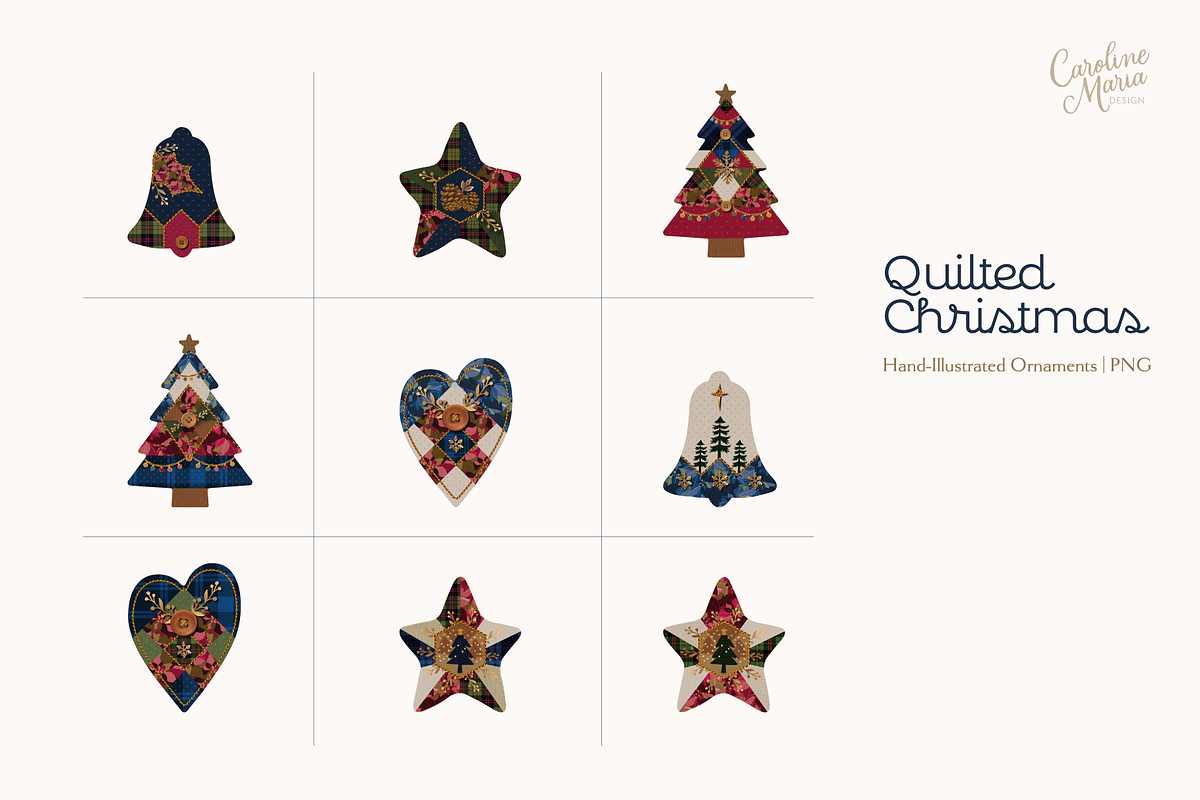 Quilted Christmas Ornaments, an Object Graphic by Caroline Maria (Photo 8 of 12)