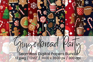 Gingerbread Party Seamless, an Illustration by Mashimara