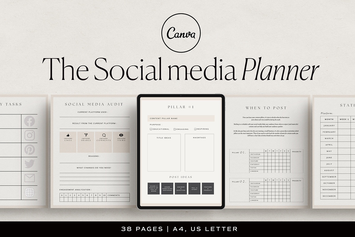 Social Media Planner Canva Template, a Social Media Template by HelloKarla (Photo 1 of 6)