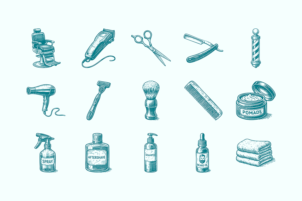 Barbershop Illustration Set, a Work Illustration by ™Creasi (Photo 5 of 6)