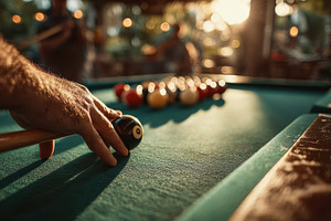 Pool player hand cue ball game leisu, a Photo by Pixeness Studio
