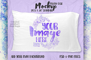 Standard size pillow case mockup