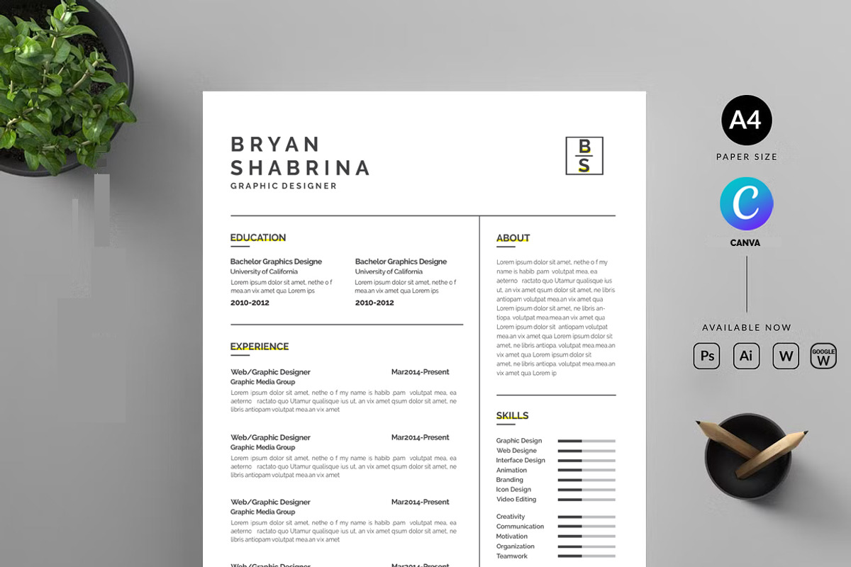 Resume CV Template with Logo, a Resume Template by Blackcloud_Creations (Photo 4 of 10)