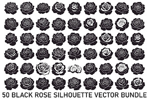 50 Black Rose Silhouette Vector Bund, an Illustration by Gaye Art