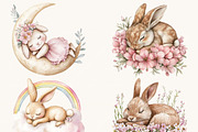 Watercolor Pink Bunny Clipart Bundle, an Animal Illustration by SparkyDesignsUS (Thumbnail 4 of 8)