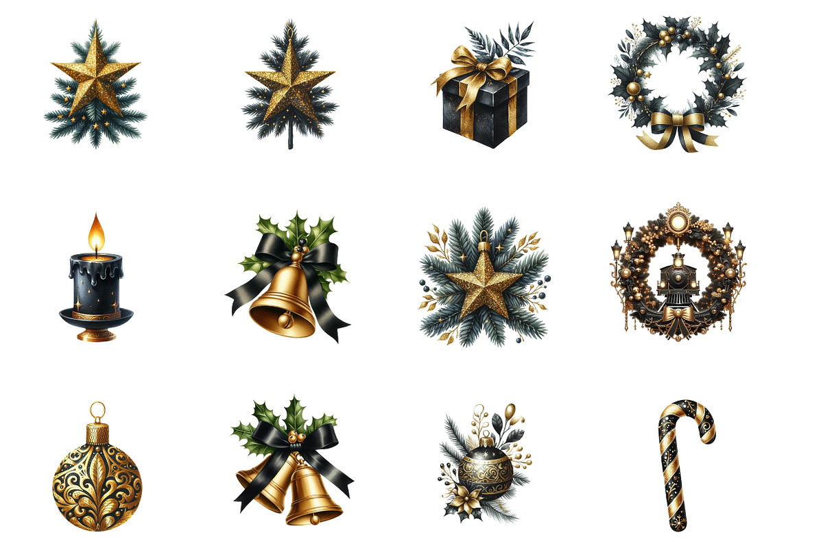 Luxury Black Christmas Clipart, an Illustration by Designworld (Photo 6 of 6)