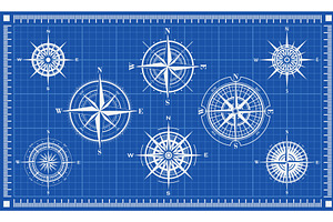 Compass roses or windroses vector