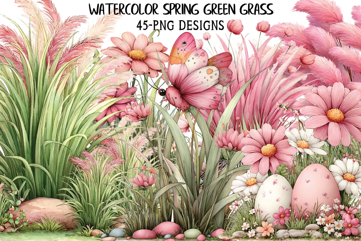 Watercolor Spring Green Grass Clipar, an Illustration by Daily.Designs (Photo 1 of 8)