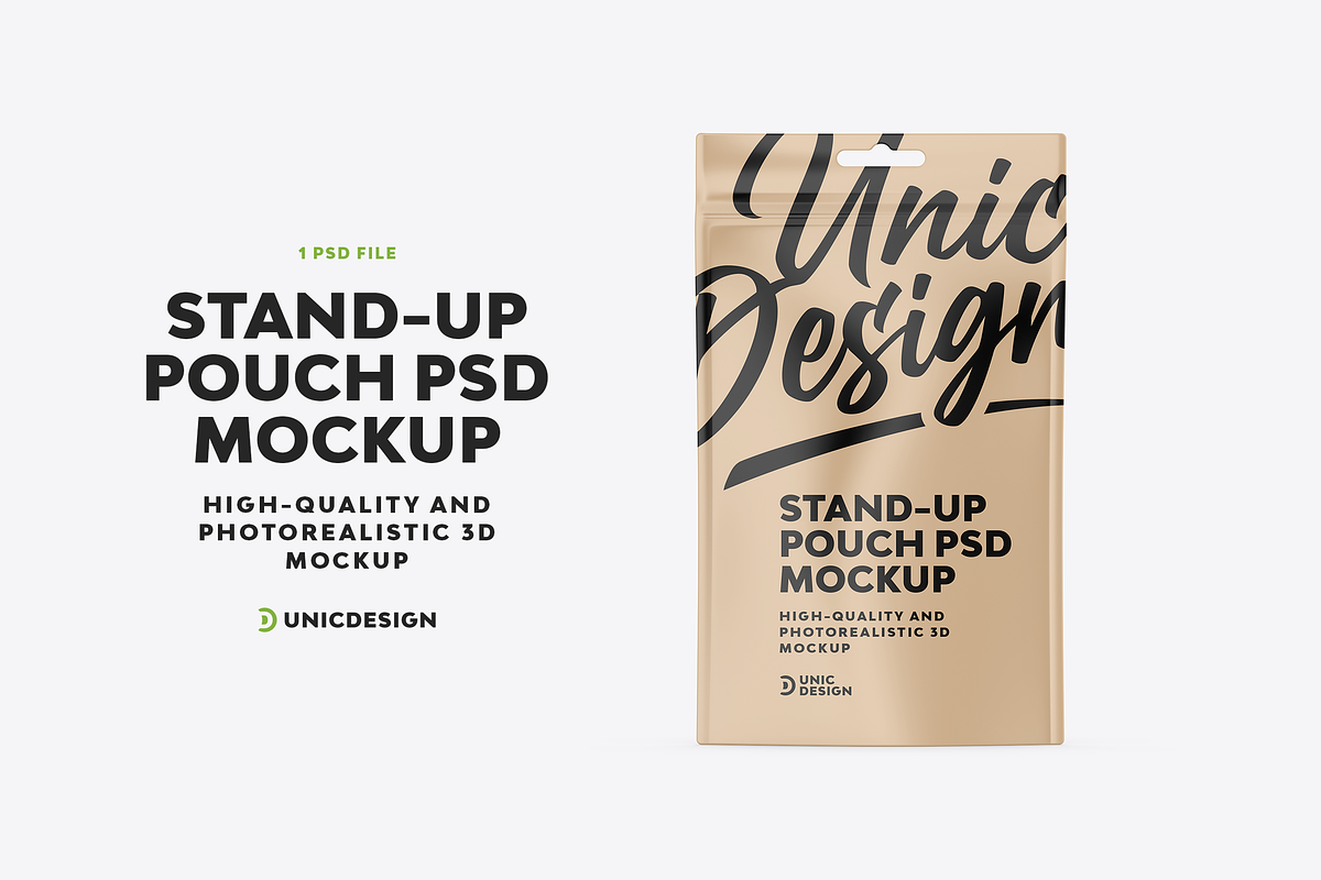 Stand Up Pouch Mockup, a Product Mockup by UnicDesign (Photo 1 of 3)