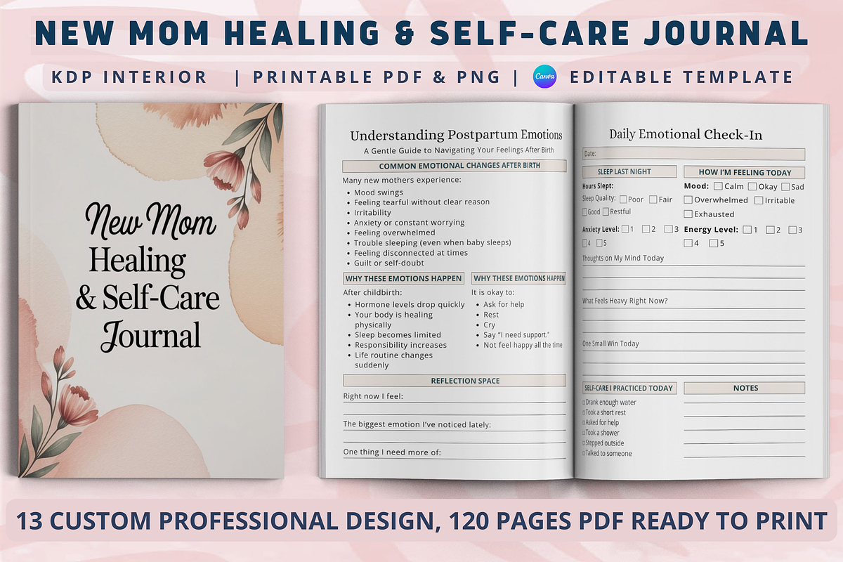 New Mom Healing & Self-Care Journal, a Design Template by Book2bees (Photo 1 of 4)