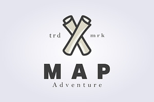 paper roll map logo template design,