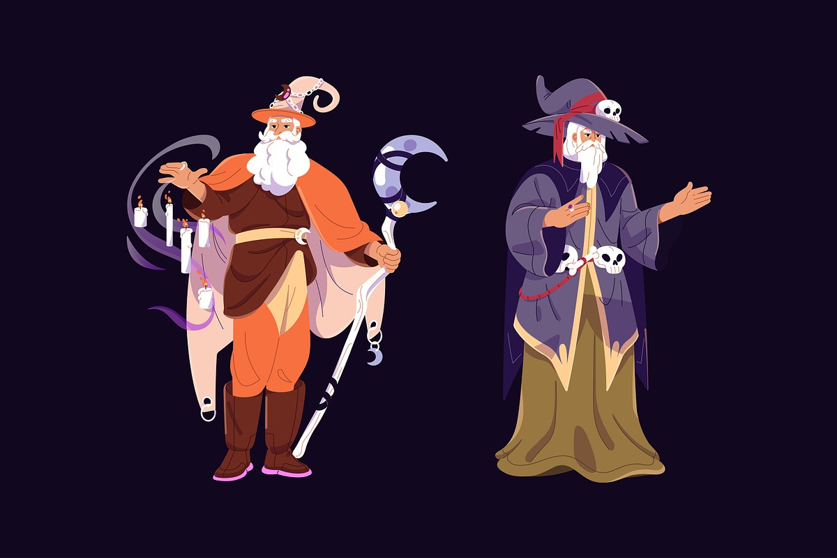 Old wizards, magician, sorcerers set, a Person Illustration by PaperTrident (Photo 4 of 6)