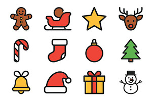 Bold Christmas Holiday Icon Set, a Branding & Logo Template by Vectorium Studio
