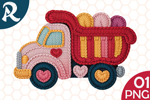 Faux Yarn Kids Valentine Dump Truck, an Illustration by RobertsArt