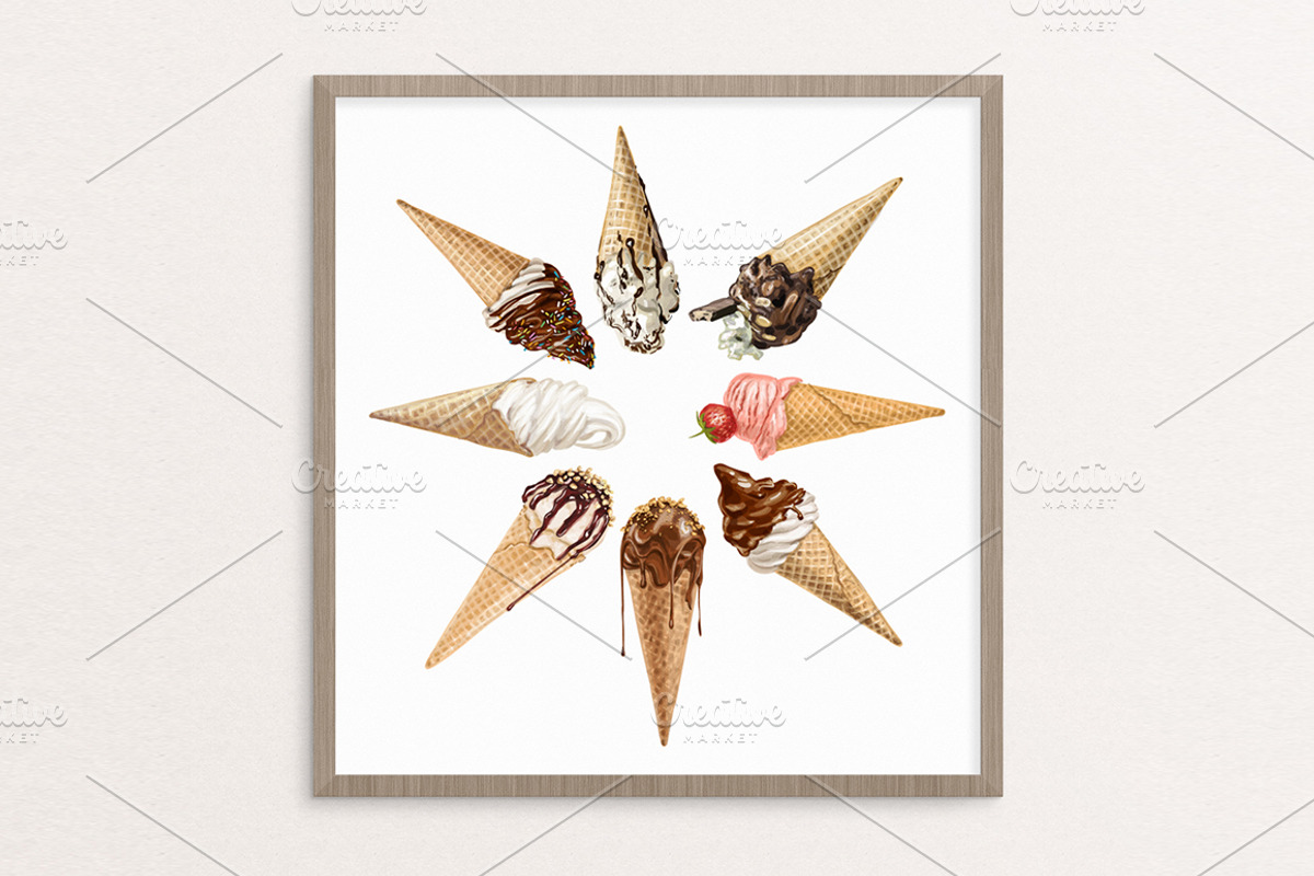 ice cream vector illustrations, a Decorative Illustration by Natalka Dmitrova art (Photo 6 of 9)