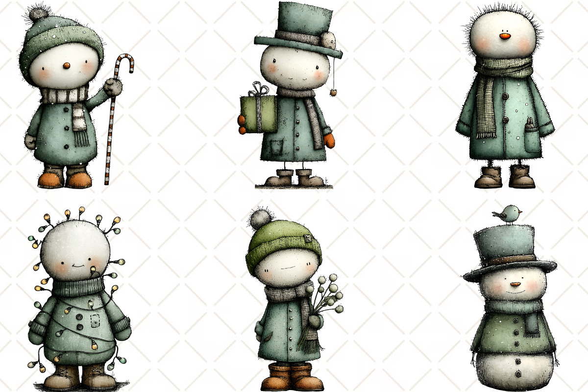 Christmas Snowman Clipart, an Illustration by Black Bird Studio (Photo 3 of 6)