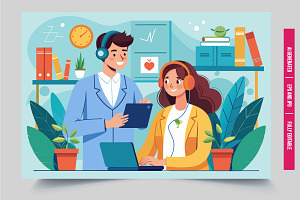 Doctor patient smile with tablet, an Illustration by Tanuart