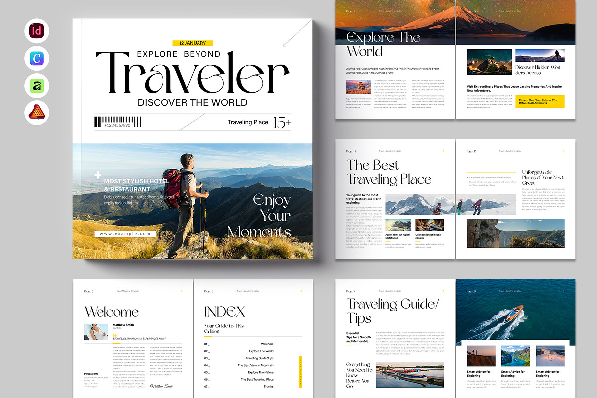 Travel Magazine Template | Square, a Magazine Template by Spark_Creative (Photo 1 of 13)